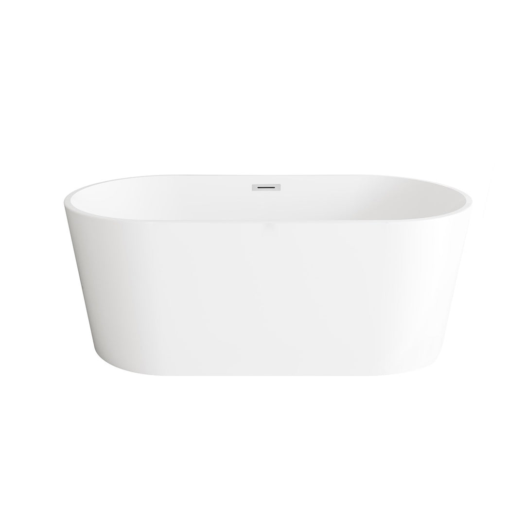59 Inch Bathtub In Glossy White With Chrome Trim - View 3 - Joshua Marshal