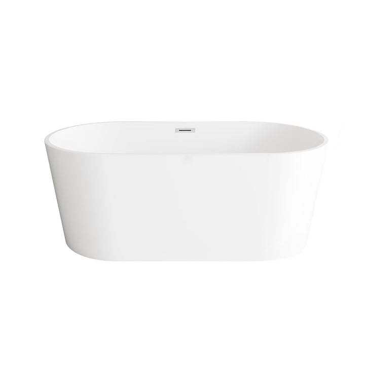59 Inch Bathtub In Glossy White With Chrome Trim - View 3 - Joshua Marshal