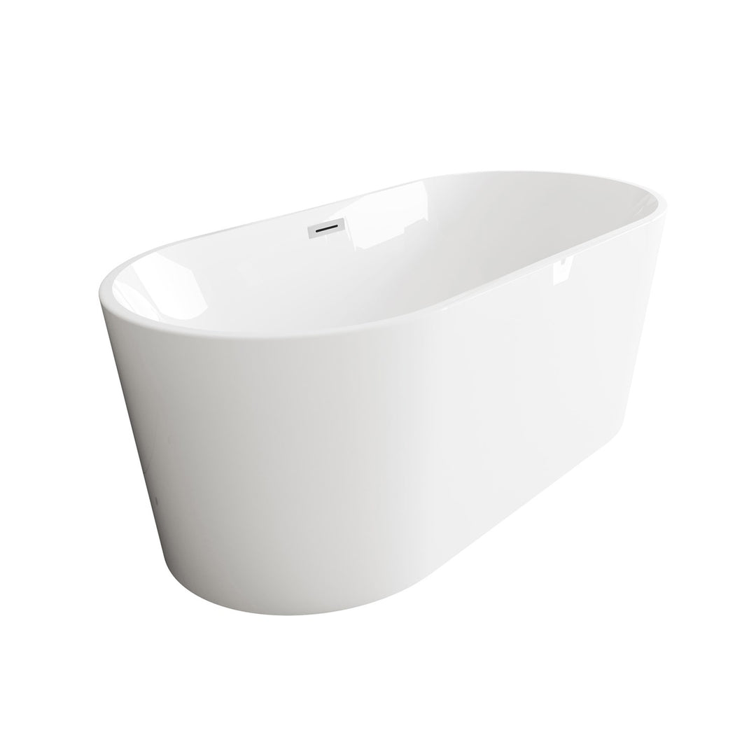 59 Inch Bathtub In Glossy White With Chrome Trim - View 4 - Joshua Marshal
