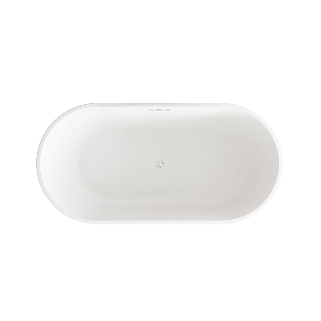 59 Inch Bathtub In Glossy White With Chrome Trim - View 5 - Joshua Marshal