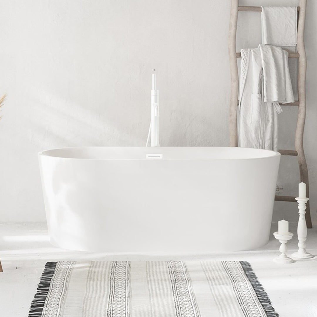 59 Inch Bathtub In Glossy White With Polished White Trim Glossy White Finish - KITCHEN & BATH by Joshua Marshal