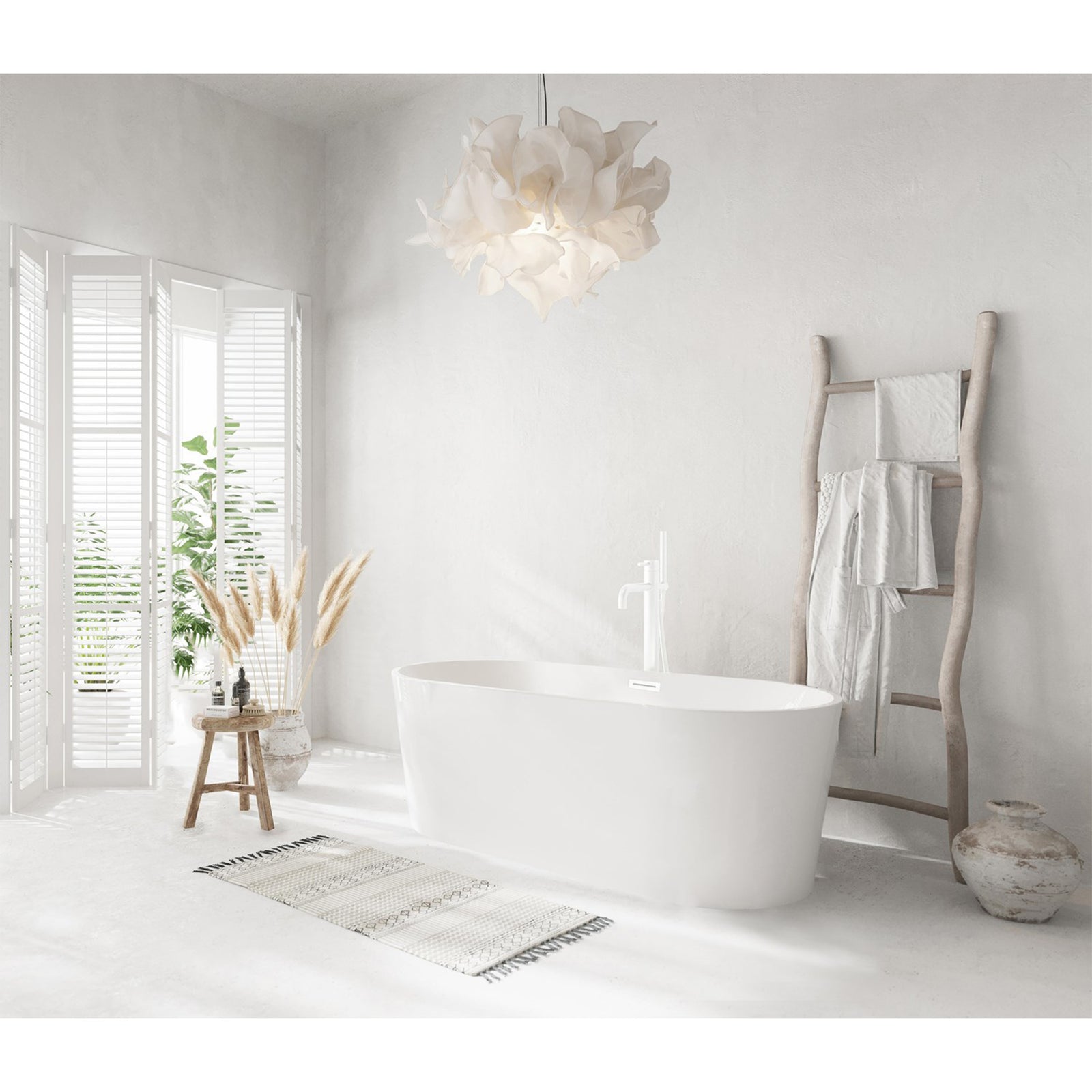 59 Inch Bathtub In Glossy White With Polished White Trim - View 2 - Joshua Marshal