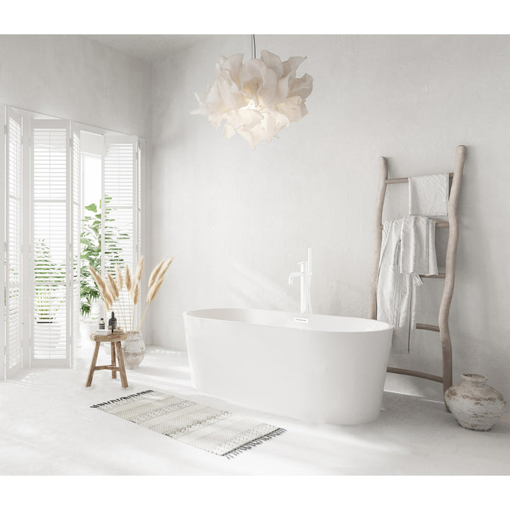 59 Inch Bathtub In Glossy White With Polished White Trim - View 2 - Joshua Marshal