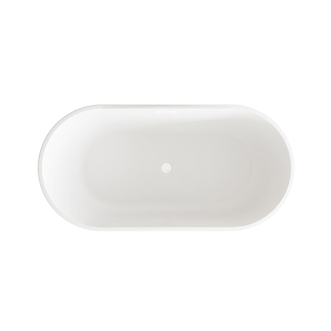 59 Inch Bathtub In Glossy White With Polished White Trim - View 4 - Joshua Marshal