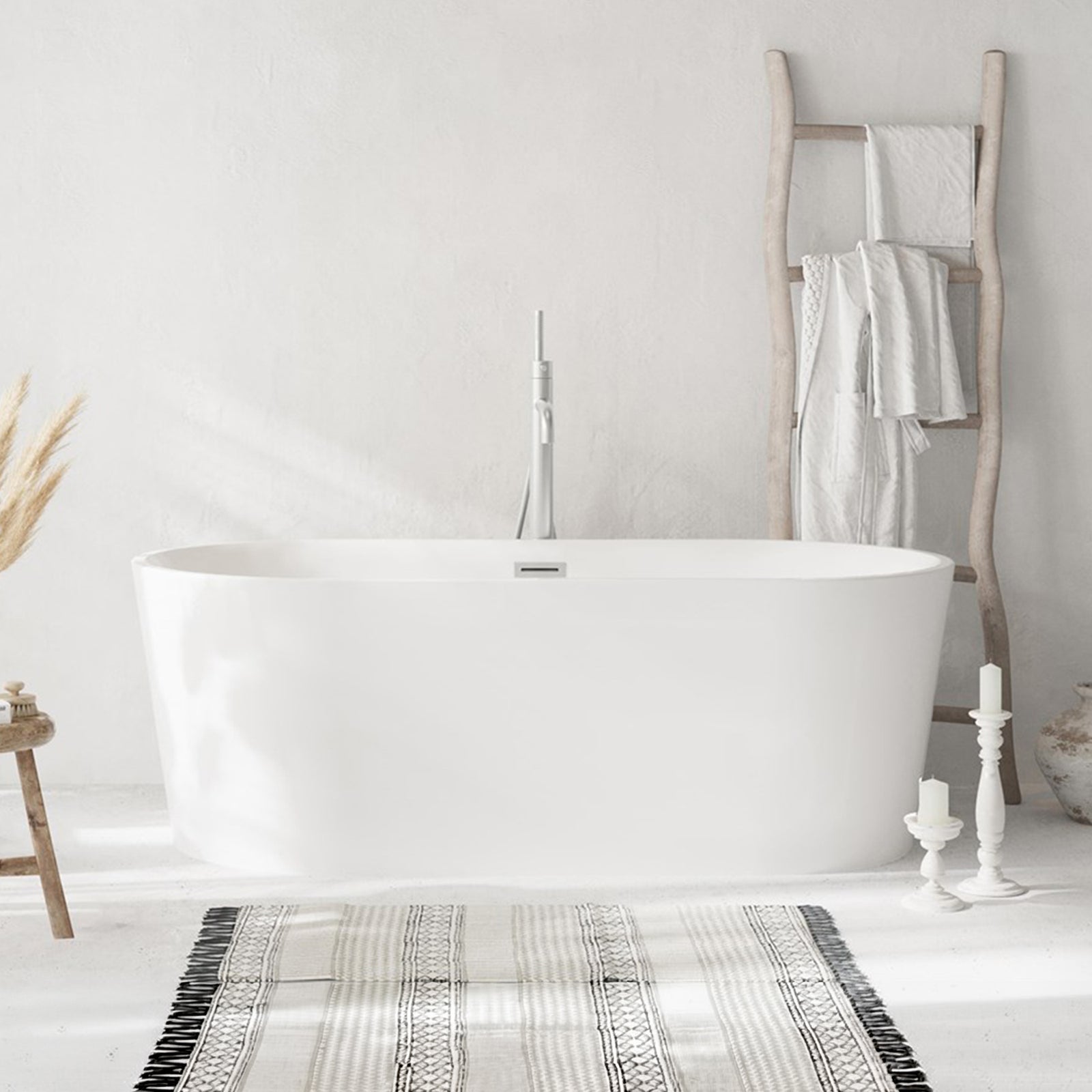 67 Inch Bathtub In Glossy White With Brushed Nickel Trim Glossy White Finish - KITCHEN & BATH by Joshua Marshal
