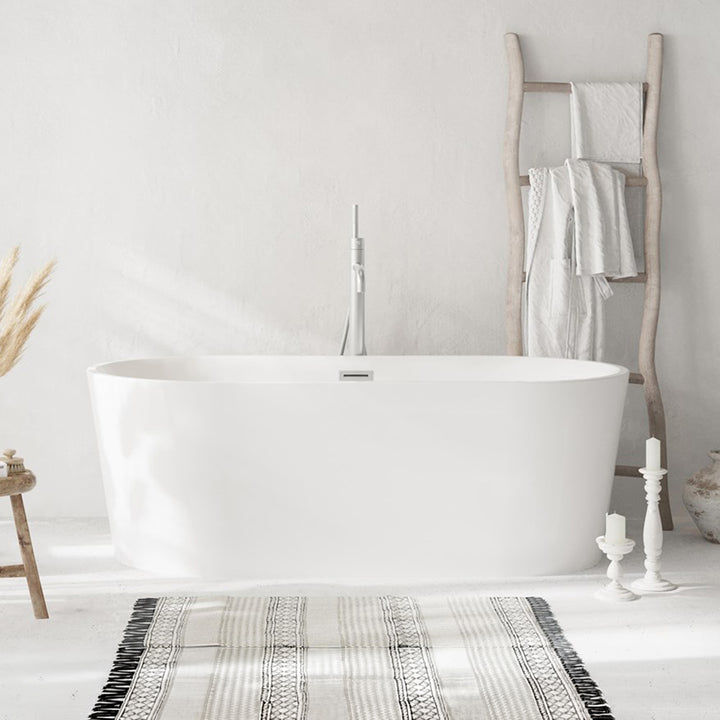 67 Inch Bathtub In Glossy White With Brushed Nickel Trim Glossy White Finish - KITCHEN & BATH by Joshua Marshal