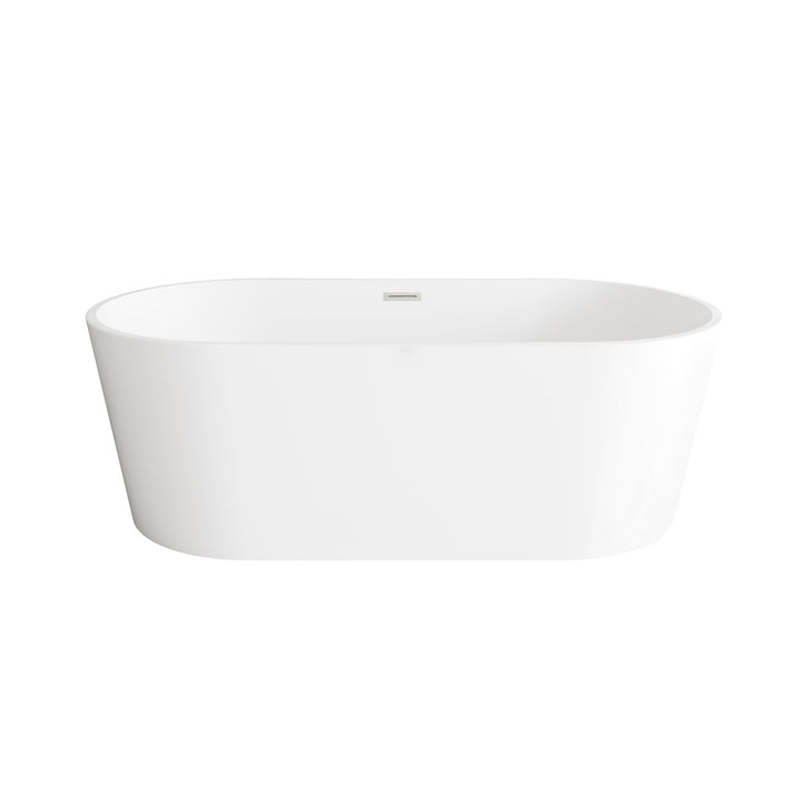 67 Inch Bathtub In Glossy White With Brushed Nickel Trim - View 3 - Joshua Marshal