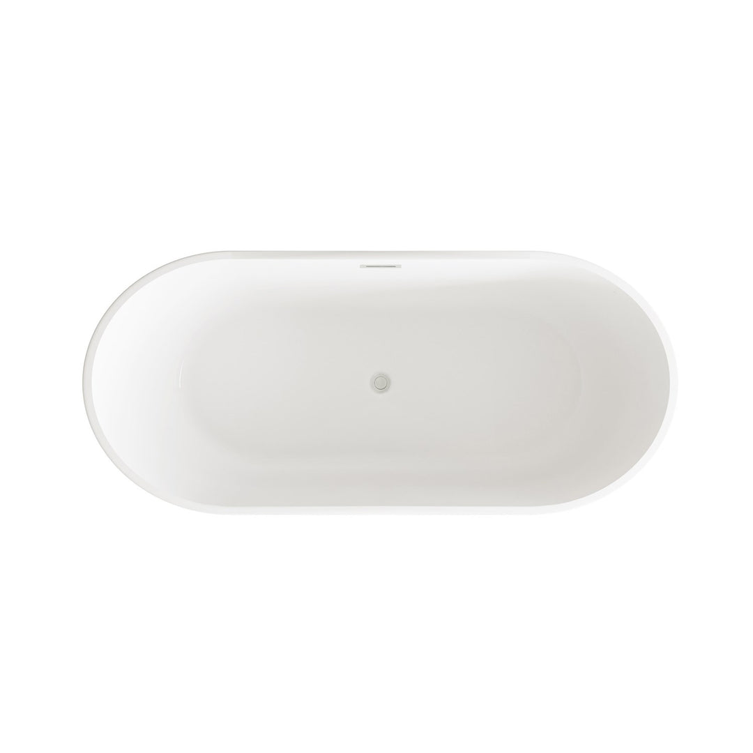 67 Inch Bathtub In Glossy White With Brushed Nickel Trim - View 4 - Joshua Marshal