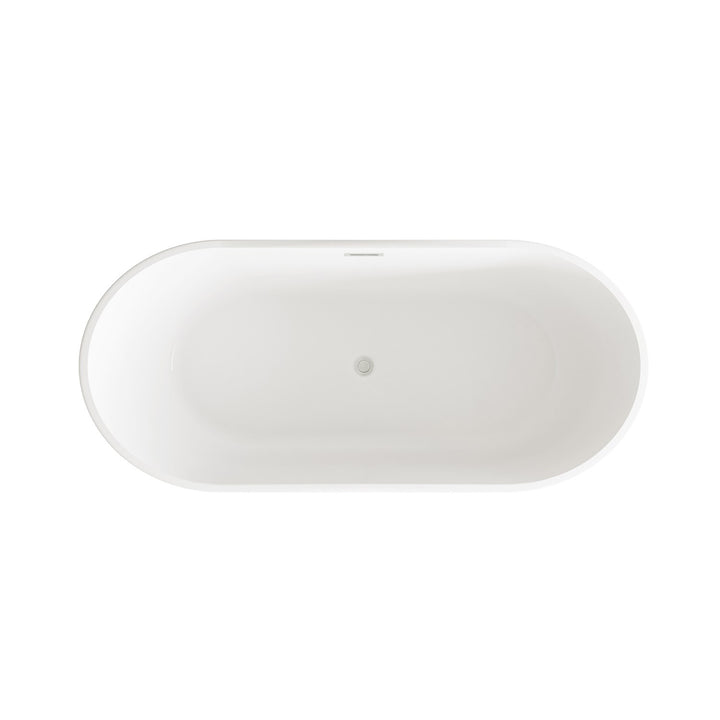 67 Inch Bathtub In Glossy White With Brushed Nickel Trim - View 4 - Joshua Marshal