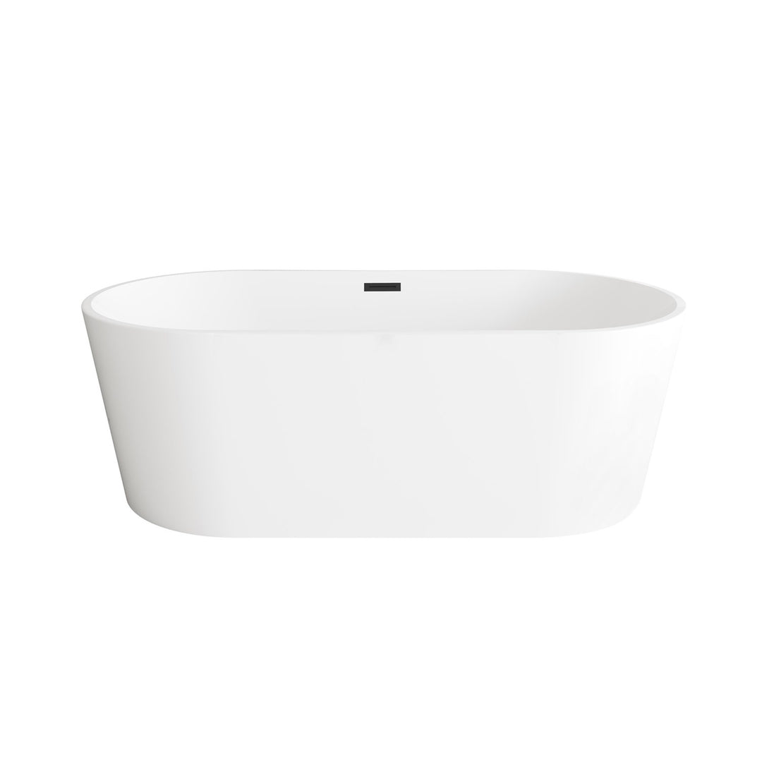 67 Inch Bathtub In Glossy White With Matte Black Trim - View 3 - Joshua Marshal