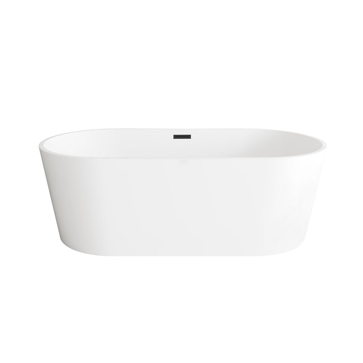 67 Inch Bathtub In Glossy White With Matte Black Trim - View 3 - Joshua Marshal