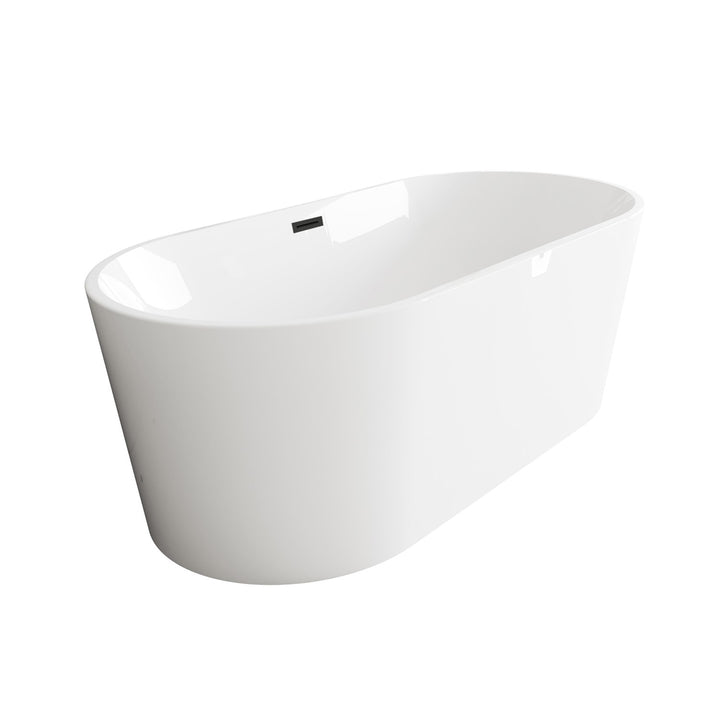 67 Inch Bathtub In Glossy White With Matte Black Trim - View 4 - Joshua Marshal