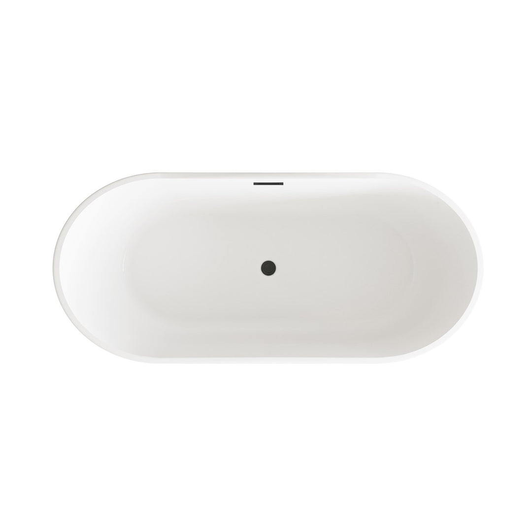 67 Inch Bathtub In Glossy White With Matte Black Trim - View 5 - Joshua Marshal