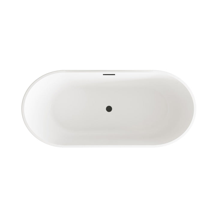 67 Inch Bathtub In Glossy White With Matte Black Trim - View 5 - Joshua Marshal