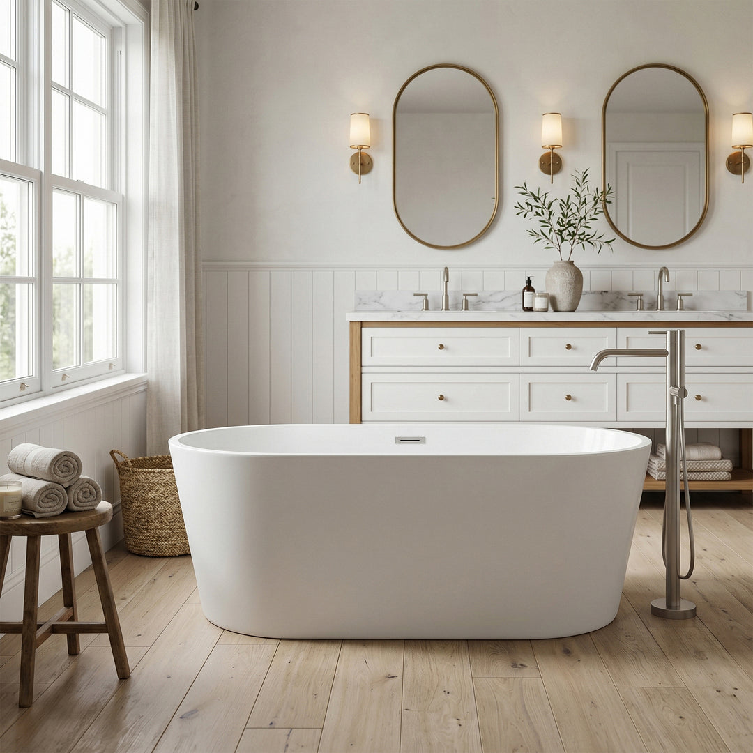 67 Inch Bathtub In Glossy White With Chrome Trim - View 2 - Joshua Marshal