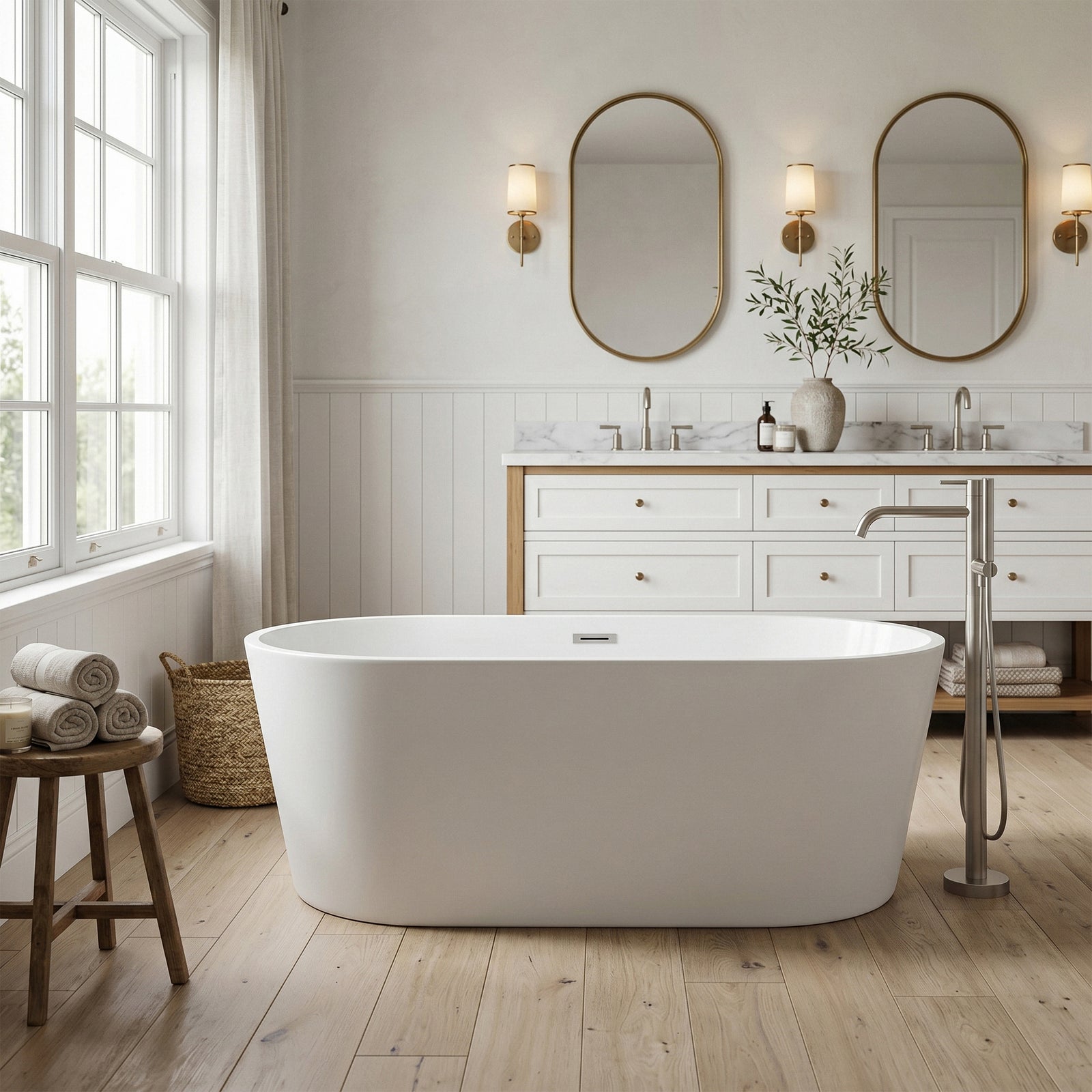 67 Inch Bathtub In Glossy White With Chrome Trim - View 2 - Joshua Marshal