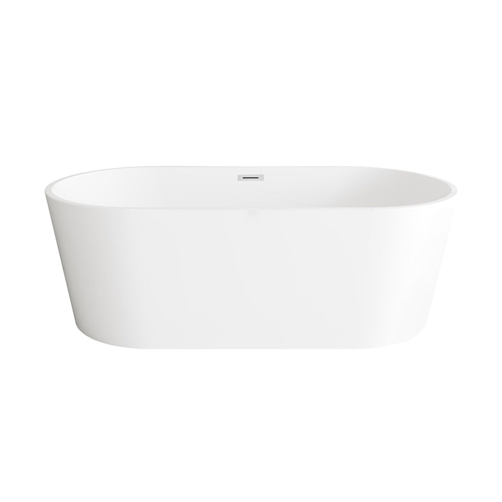 67 Inch Bathtub In Glossy White With Chrome Trim - View 3 - Joshua Marshal