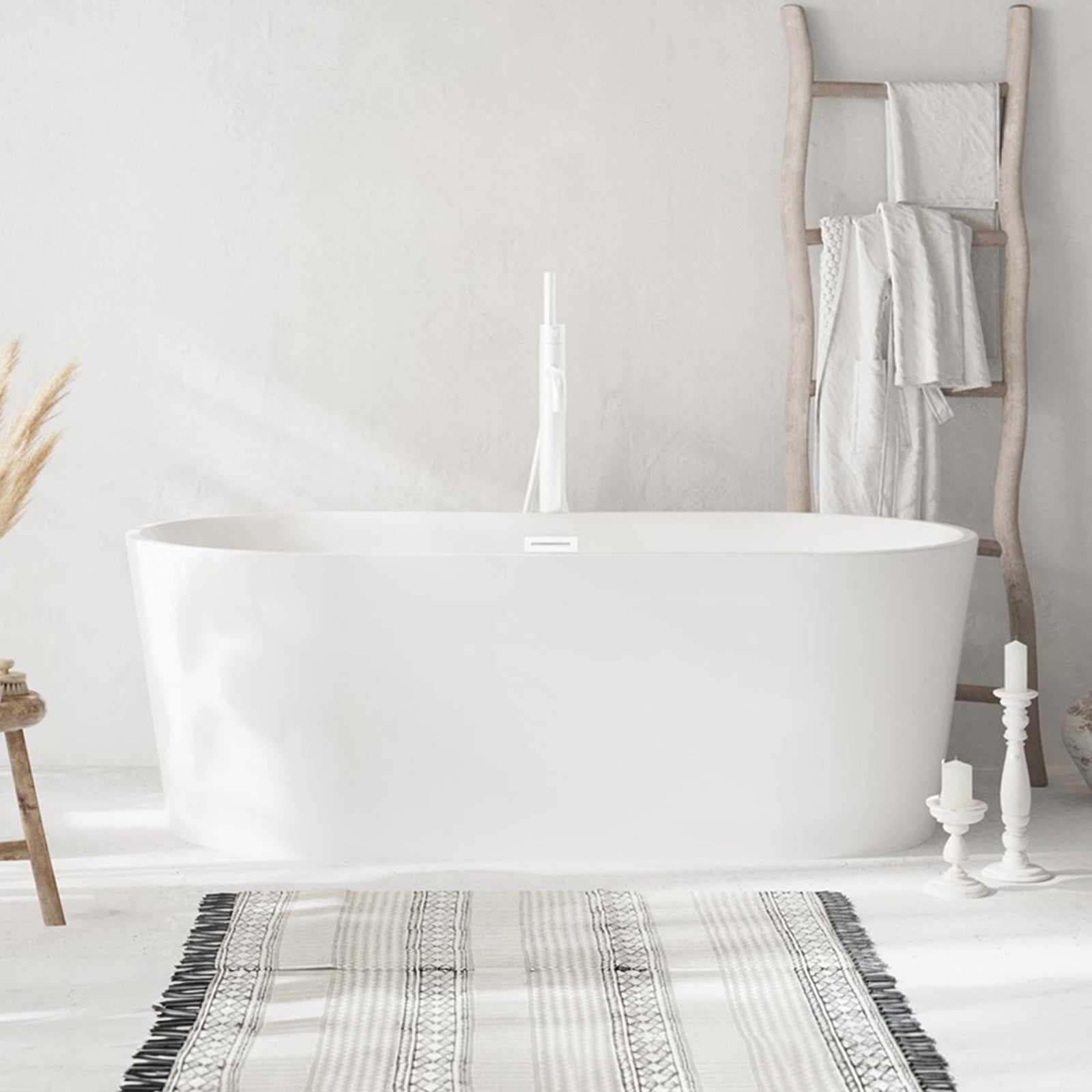 67 Inch Bathtub In Glossy White With Polished White Trim Glossy White Finish - KITCHEN & BATH by Joshua Marshal