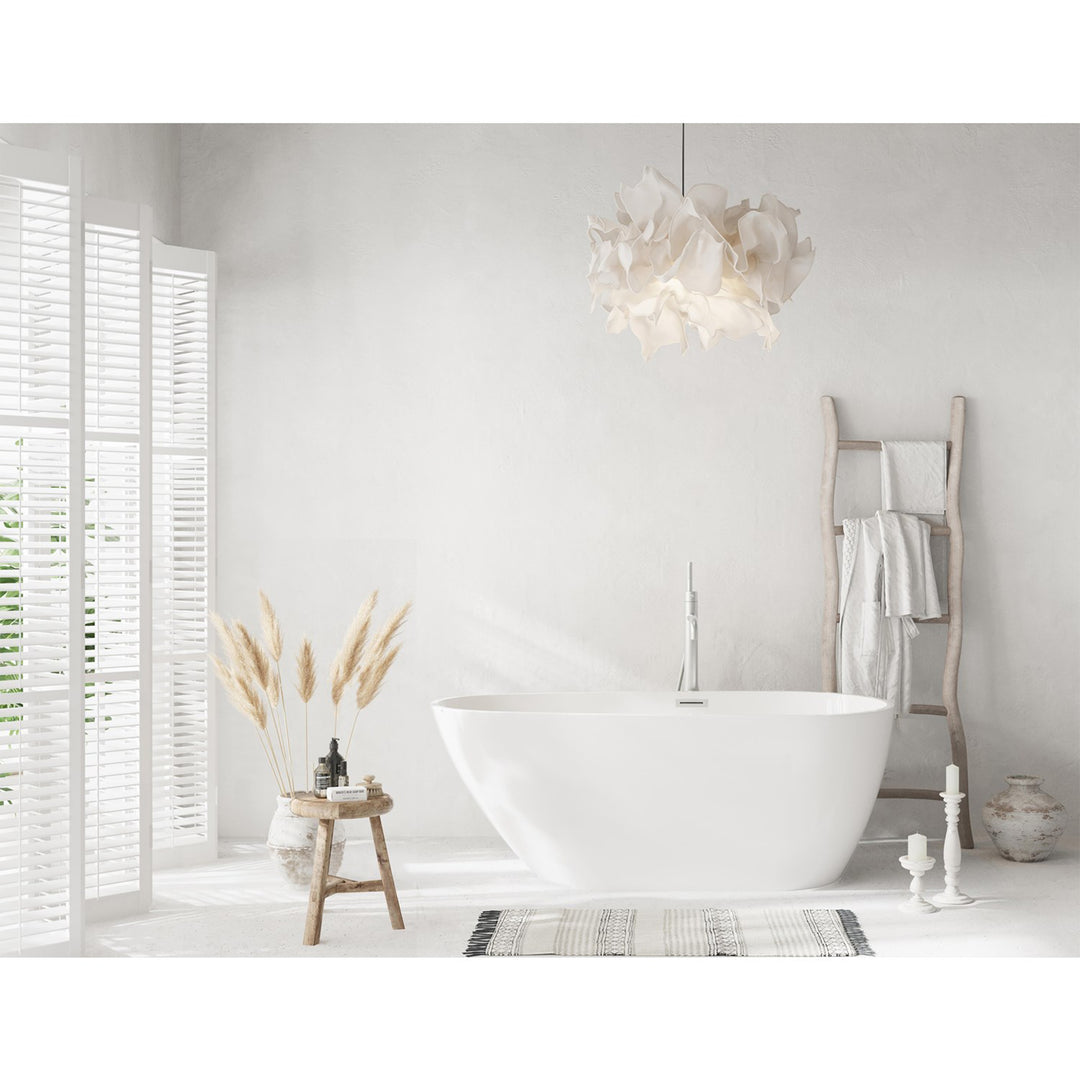 59 Inch Bathtub In Glossy White With Brushed Nickel Trim - View 2 - Joshua Marshal