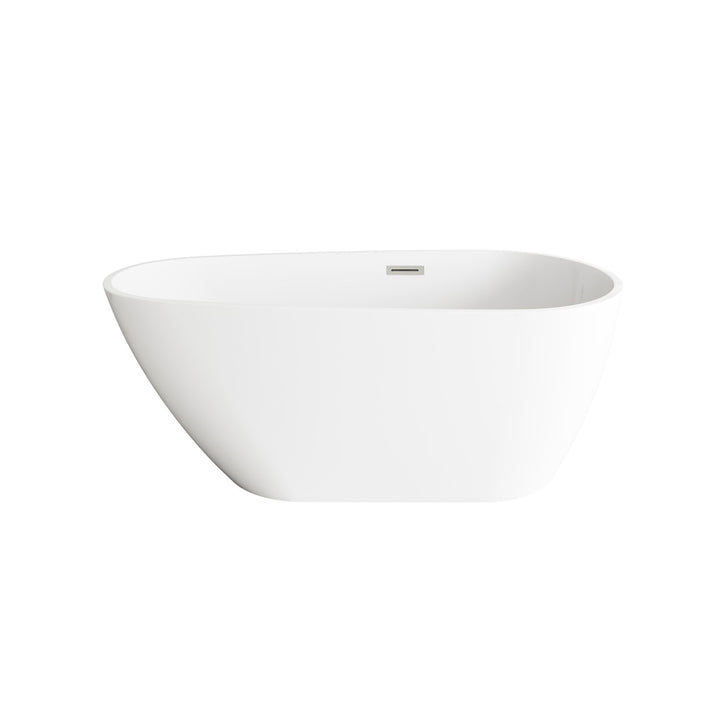 59 Inch Bathtub In Glossy White With Brushed Nickel Trim - View 3 - Joshua Marshal