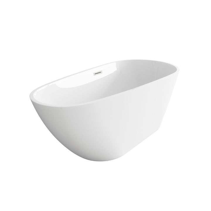 59 Inch Bathtub In Glossy White With Brushed Nickel Trim - View 4 - Joshua Marshal