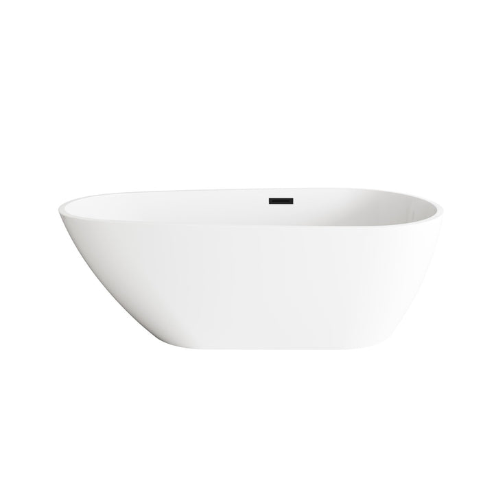 67 Inch Bathtub In Glossy White With Matte Black Trim - View 3 - Joshua Marshal