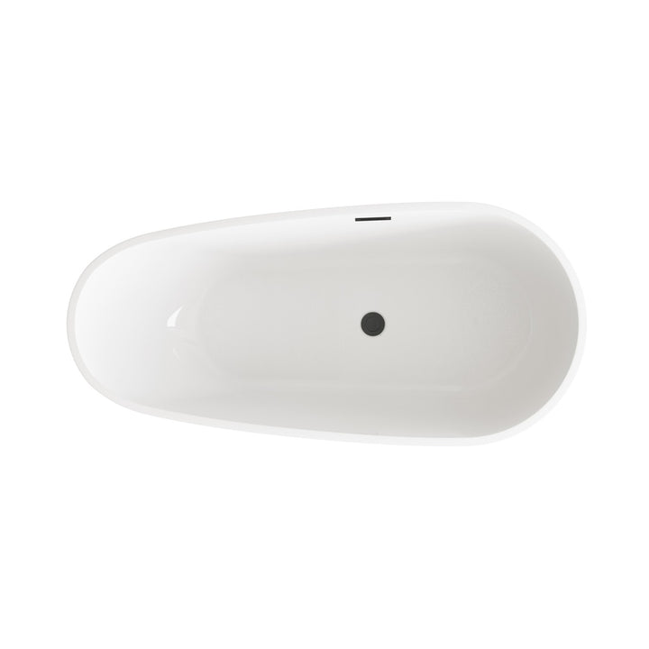 67 Inch Bathtub In Glossy White With Matte Black Trim - View 5 - Joshua Marshal