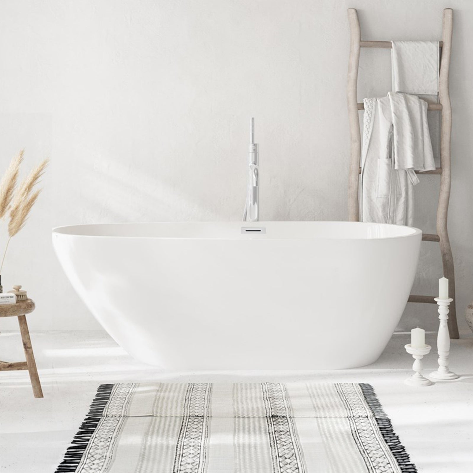 67 Inch Bathtub In Glossy White With Chrome Trim Glossy White Finish - KITCHEN & BATH by Joshua Marshal