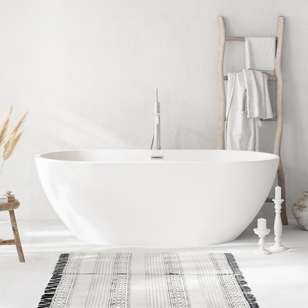 67 Inch Bathtub In Glossy White With Brushed Nickel Trim Glossy White Finish - KITCHEN & BATH by Joshua Marshal