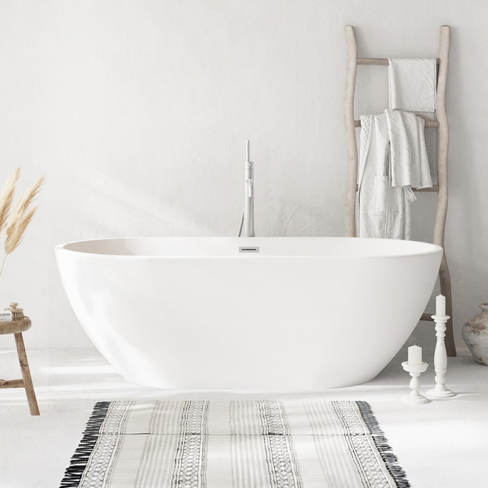 67 Inch Bathtub In Glossy White With Brushed Nickel Trim Glossy White Finish - KITCHEN & BATH by Joshua Marshal