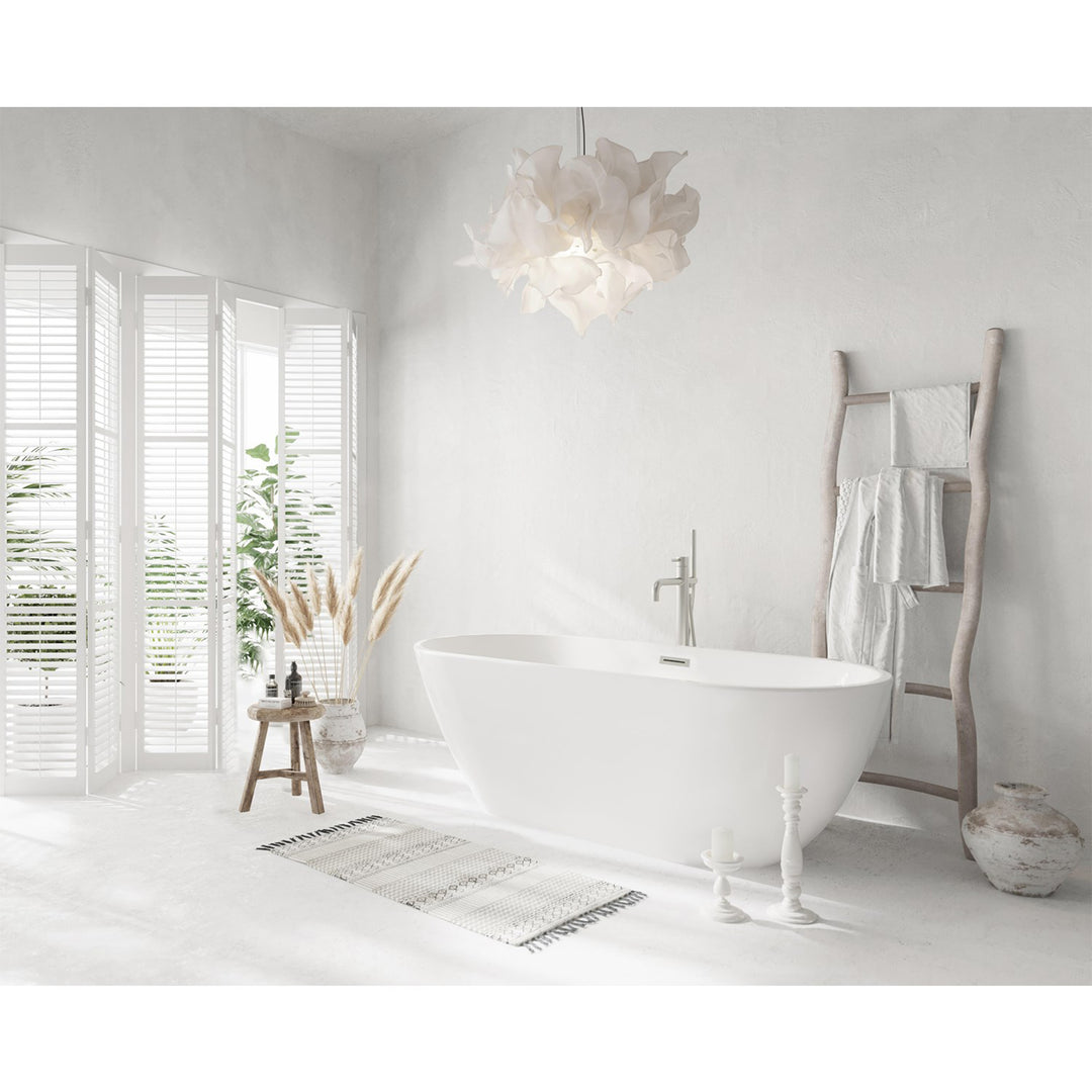 67 Inch Bathtub In Glossy White With Brushed Nickel Trim - View 2 - Joshua Marshal