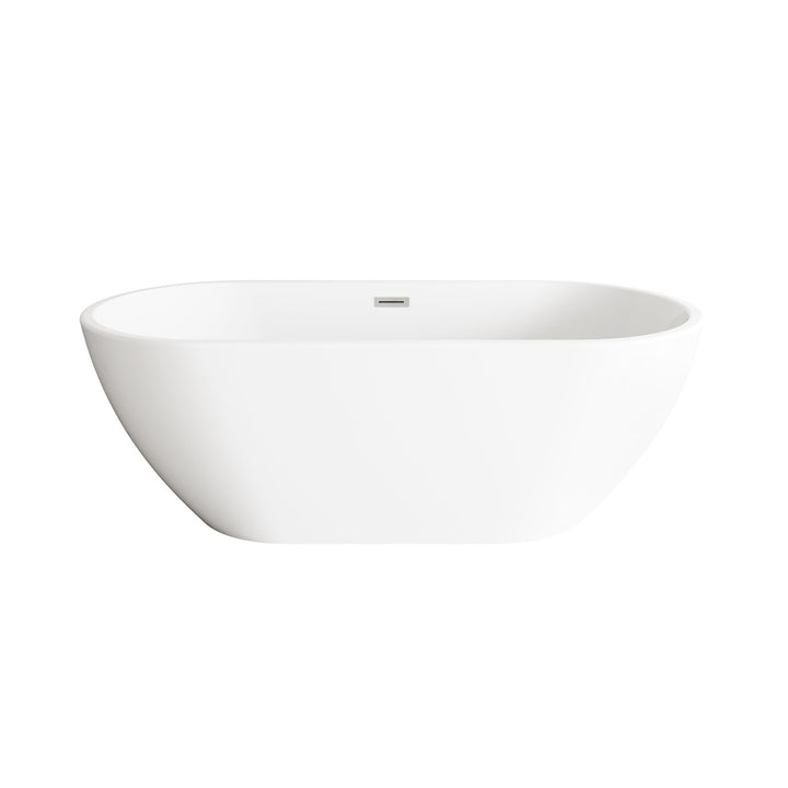 67 Inch Bathtub In Glossy White With Brushed Nickel Trim - View 3 - Joshua Marshal
