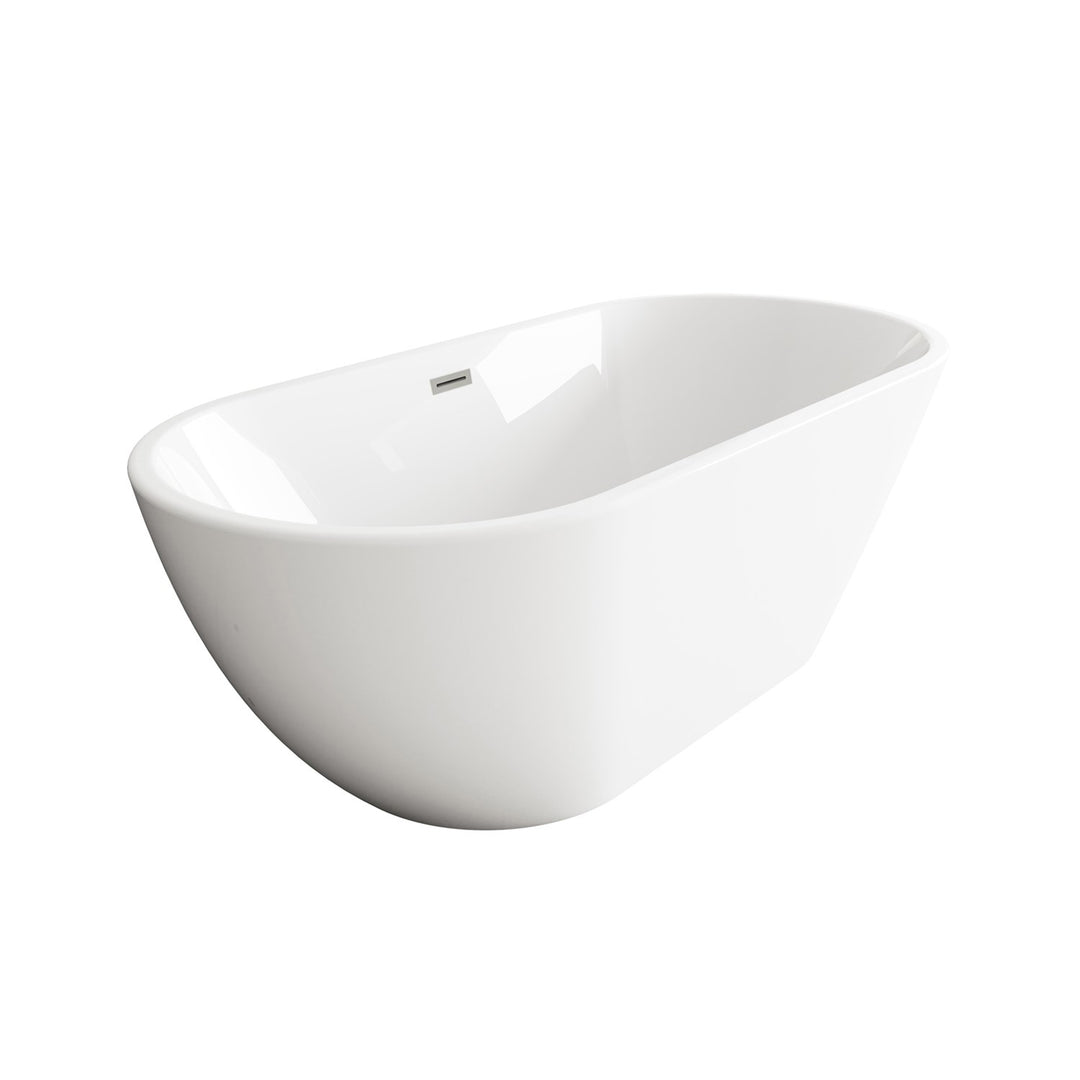67 Inch Bathtub In Glossy White With Brushed Nickel Trim - View 4 - Joshua Marshal
