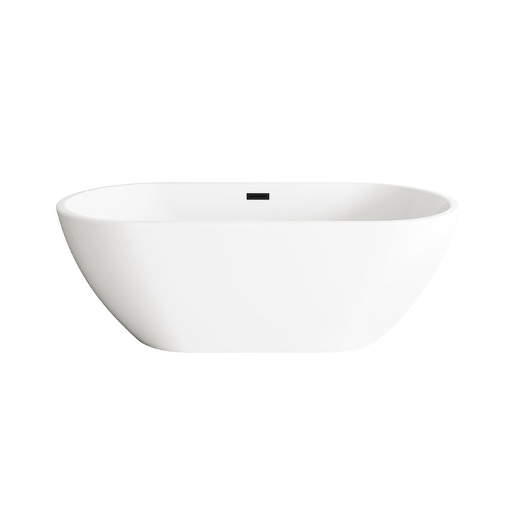 67 Inch Bathtub In Glossy White With Matte Black Trim - View 3 - Joshua Marshal