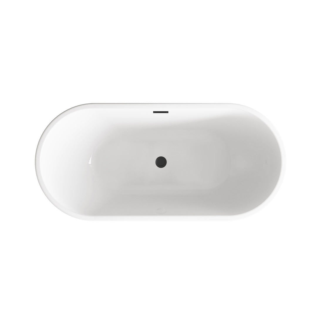 67 Inch Bathtub In Glossy White With Matte Black Trim - View 6 - Joshua Marshal
