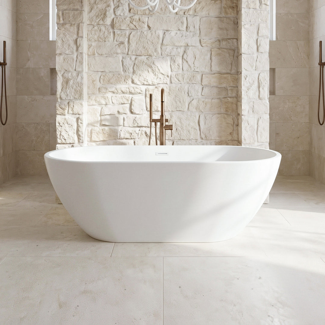 67 Inch Bathtub In Glossy White With Polished White Trim Glossy White Finish - KITCHEN & BATH by Joshua Marshal