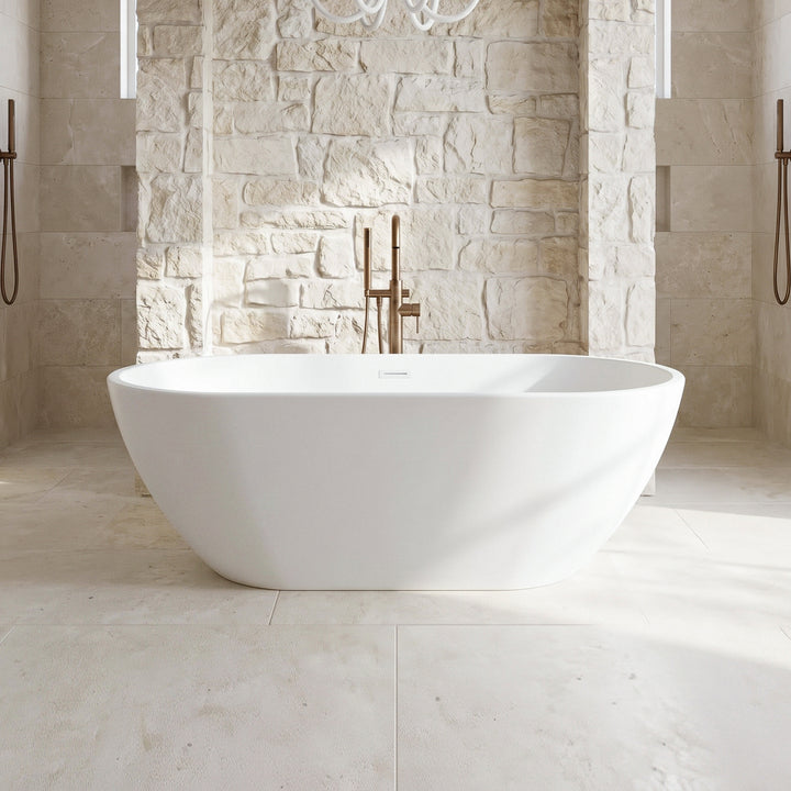 67 Inch Bathtub In Glossy White With Polished White Trim Glossy White Finish - KITCHEN & BATH by Joshua Marshal