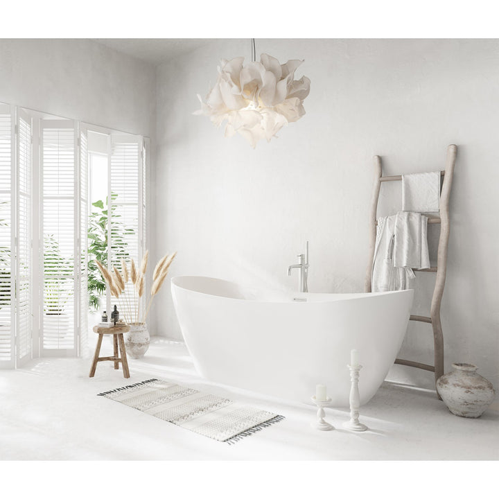 67 Inch Bathtub In Glossy White With Brushed Nickel Trim - View 2 - Joshua Marshal