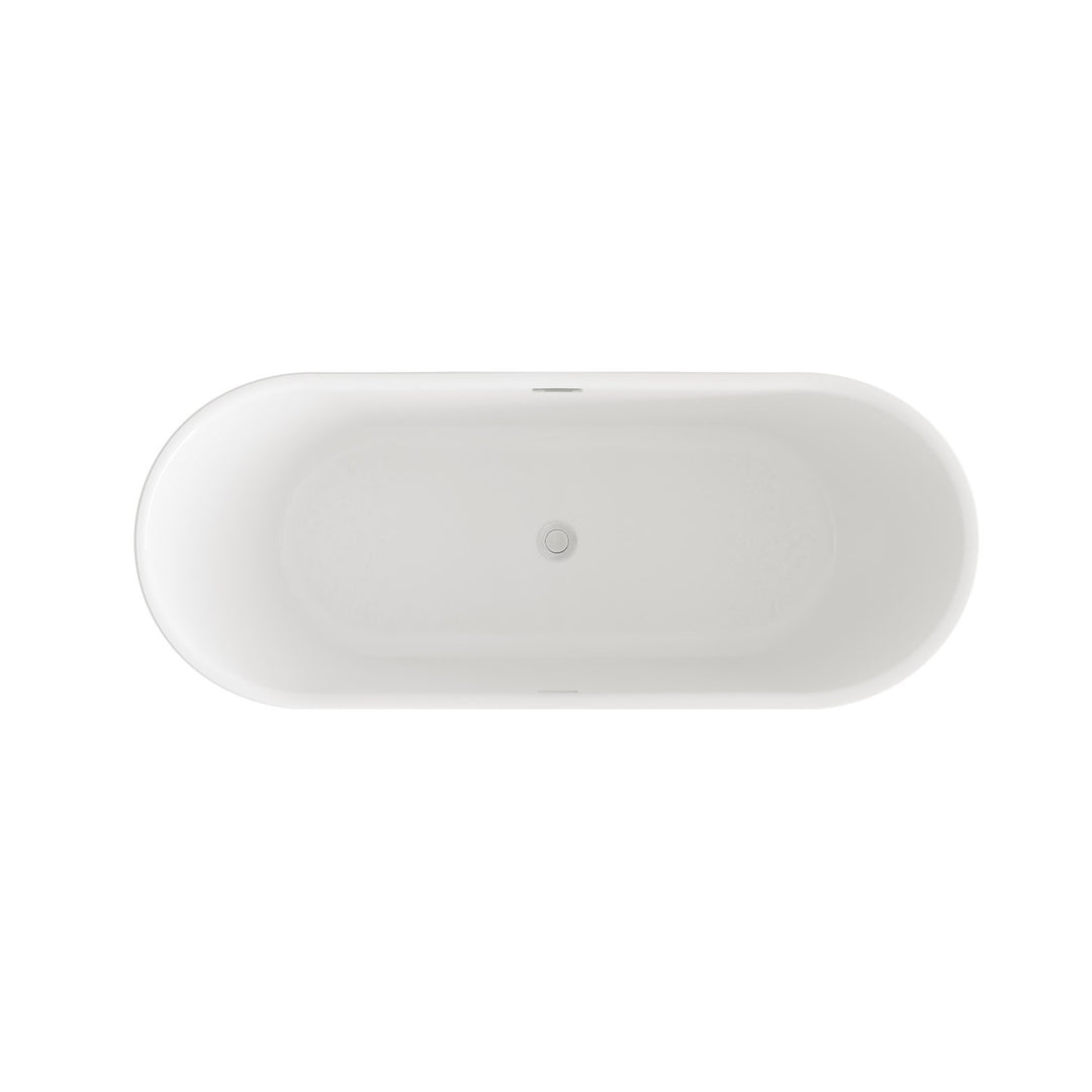 67 Inch Bathtub In Glossy White With Brushed Nickel Trim - View 4 - Joshua Marshal
