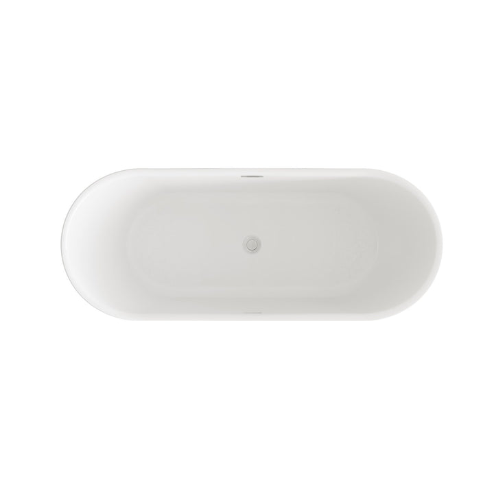 67 Inch Bathtub In Glossy White With Brushed Nickel Trim - View 4 - Joshua Marshal