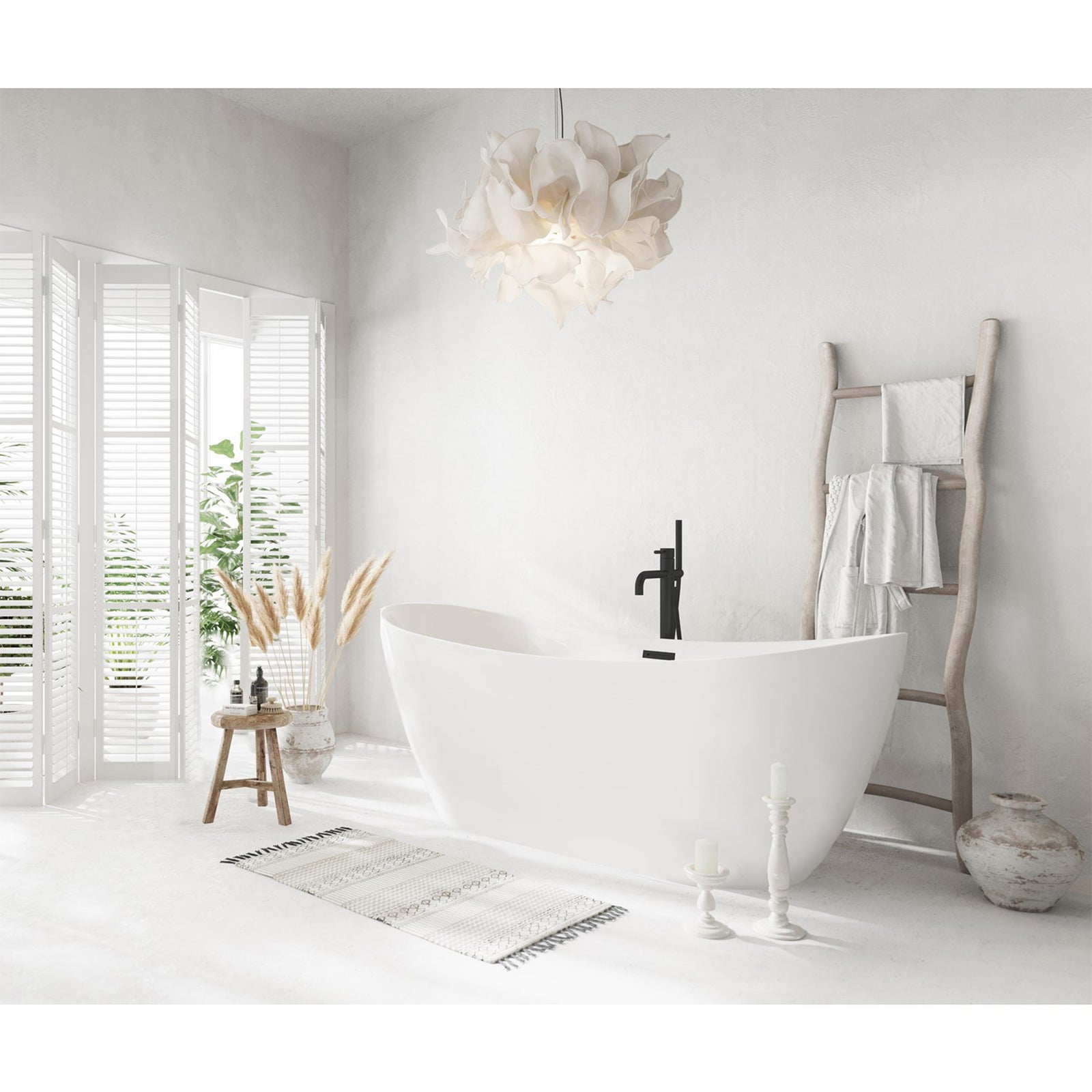 67 Inch Bathtub In Glossy White With Matte Black Trim - View 2 - Joshua Marshal
