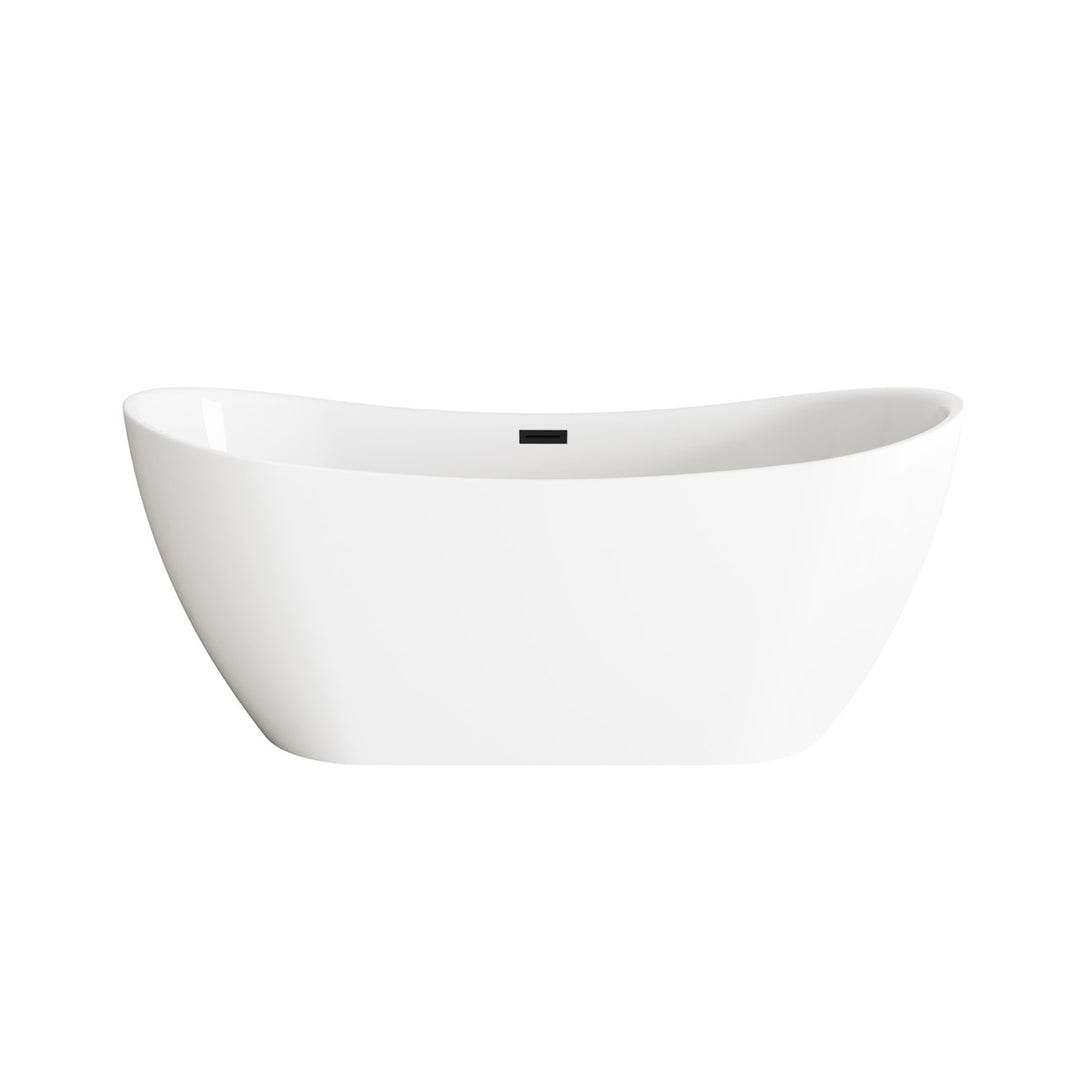 67 Inch Bathtub In Glossy White With Matte Black Trim - View 3 - Joshua Marshal