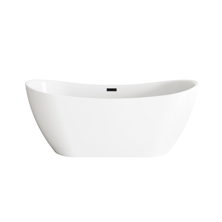67 Inch Bathtub In Glossy White With Matte Black Trim - View 3 - Joshua Marshal