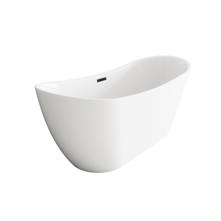 67 Inch Bathtub In Glossy White With Matte Black Trim - View 4 - Joshua Marshal