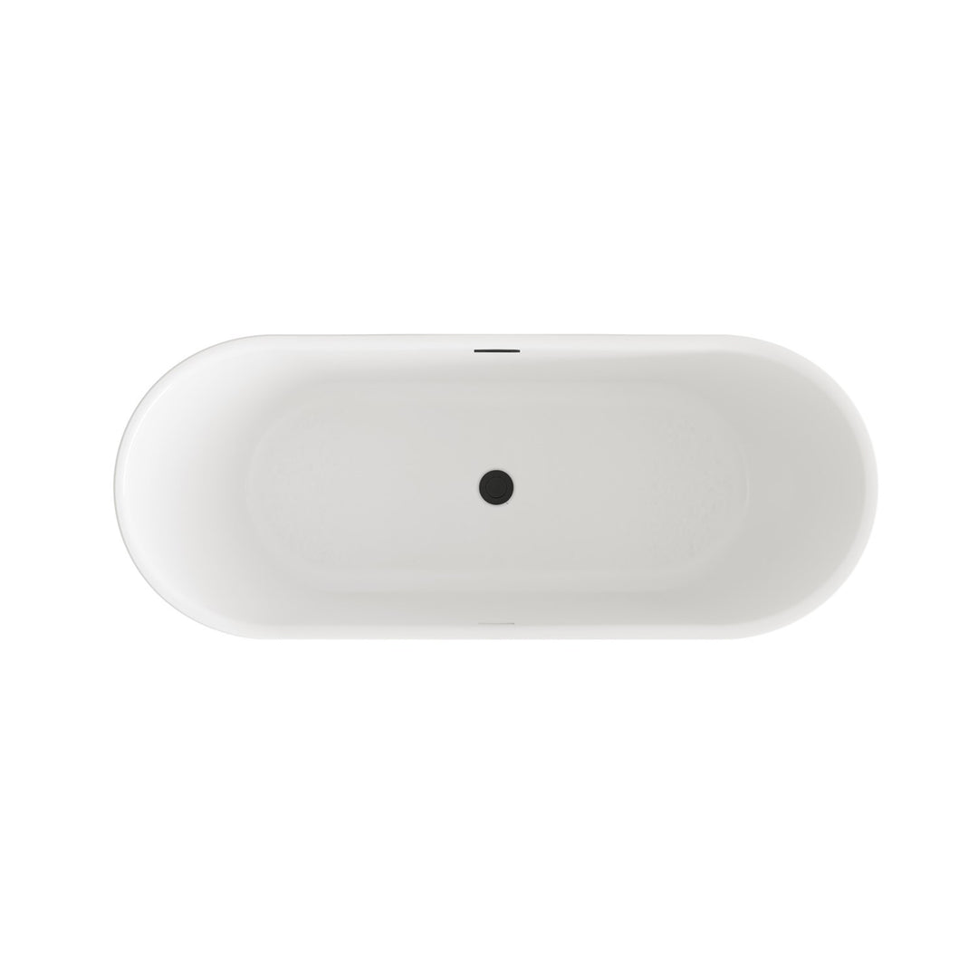 67 Inch Bathtub In Glossy White With Matte Black Trim - View 5 - Joshua Marshal