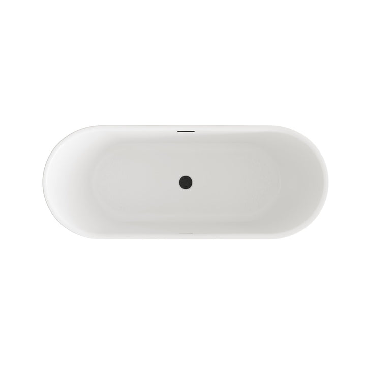 67 Inch Bathtub In Glossy White With Matte Black Trim - View 5 - Joshua Marshal