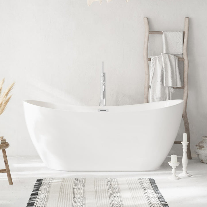 67 Inch Bathtub In Glossy White With Chrome Trim Glossy White Finish - KITCHEN & BATH by Joshua Marshal
