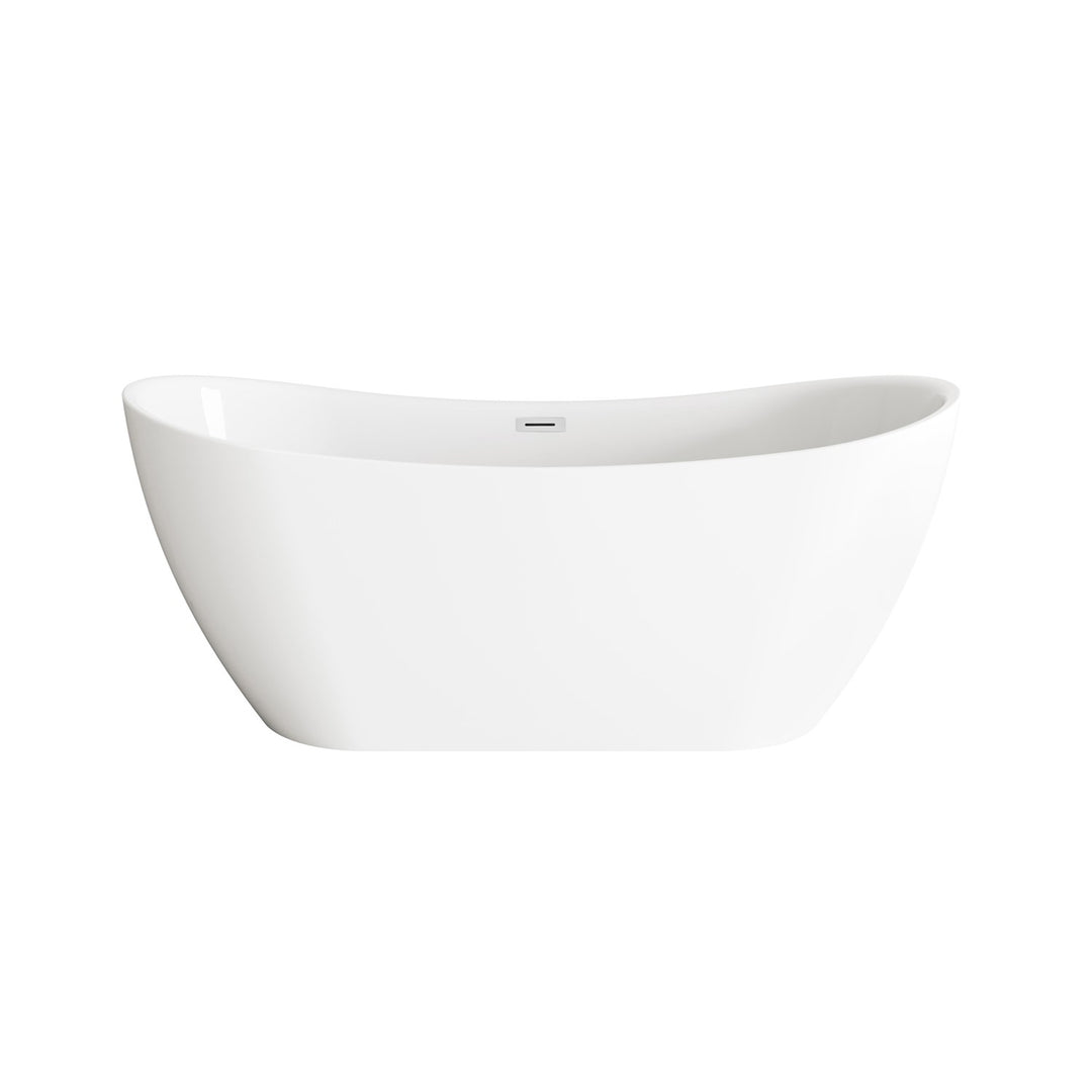 67 Inch Bathtub In Glossy White With Chrome Trim - View 3 - Joshua Marshal