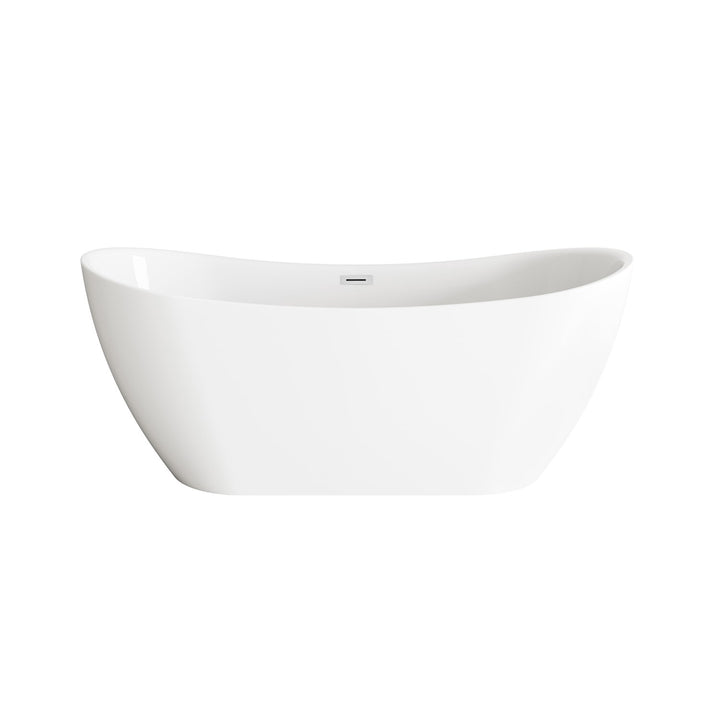 67 Inch Bathtub In Glossy White With Chrome Trim - View 3 - Joshua Marshal