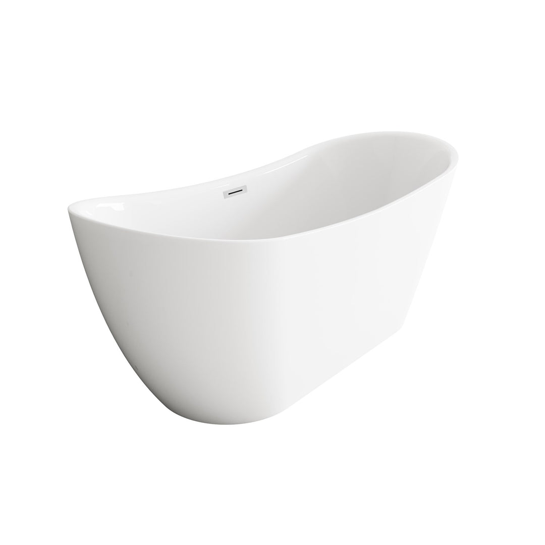 67 Inch Bathtub In Glossy White With Chrome Trim - View 4 - Joshua Marshal